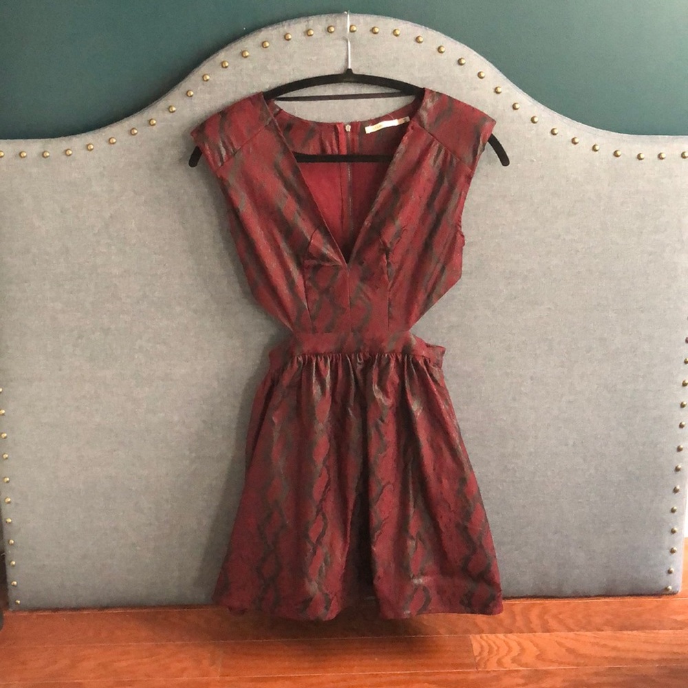 Mustard Seed Cutout Burgundy/Wine Snakeskin Dress